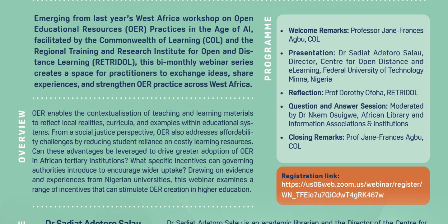 Webinar Flyer for OER practices in West Africa
